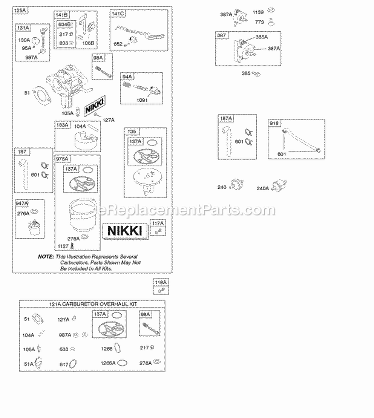 Carburetor Fuel Supply Kit - Carburetor Overhaul Diagram and Parts List for 31E577-0114-G1  Briggs and Stratton Engine